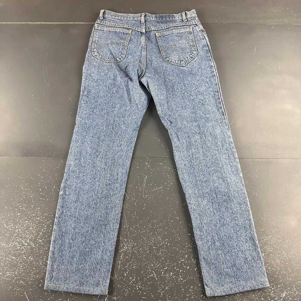 VTG Lee Storm Riders Jeans Mens 33x32 Blue Acid Stone Wash Union Made USA - Picture 8 of 9